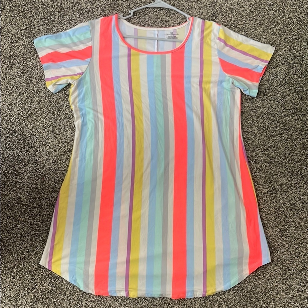 Bobbie Brooks 1X T-shirt Style Multicolor Striped Dress